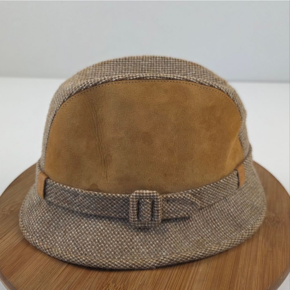 Vintage Dobbs Pace Setter Collection Tweed Brown‎ Suede Fedora Hat Sz L/XL